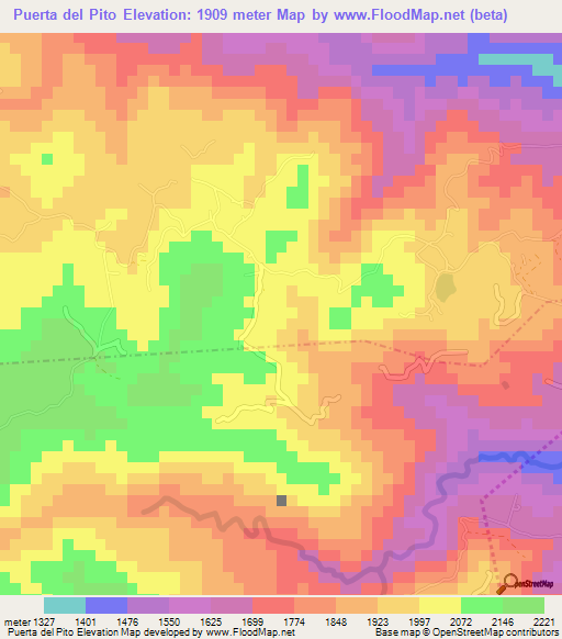 Puerta del Pito,Guatemala Elevation Map