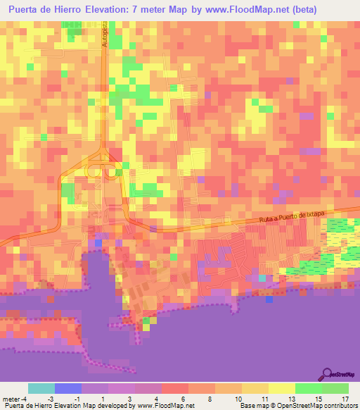 Puerta de Hierro,Guatemala Elevation Map