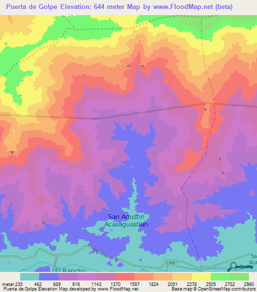 Puerta de Golpe,Guatemala Elevation Map