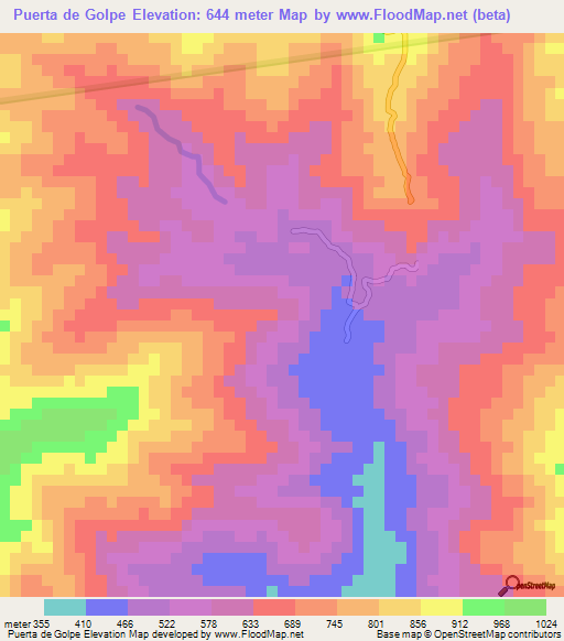 Puerta de Golpe,Guatemala Elevation Map