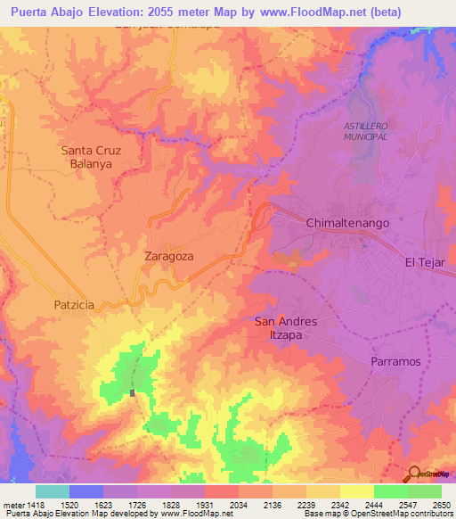 Puerta Abajo,Guatemala Elevation Map