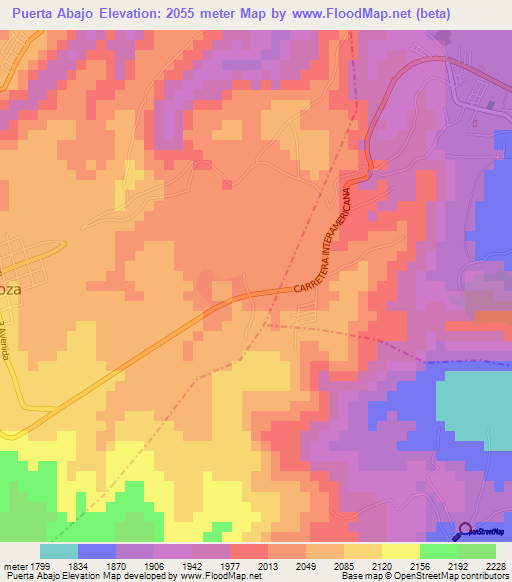 Puerta Abajo,Guatemala Elevation Map