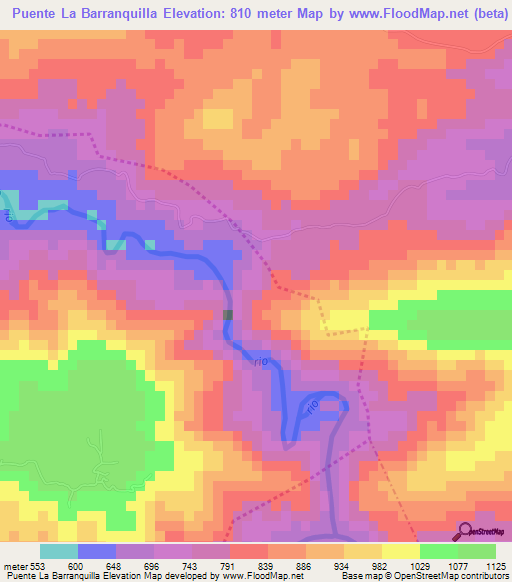 Puente La Barranquilla,Guatemala Elevation Map