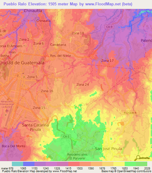 Pueblo Ralo,Guatemala Elevation Map