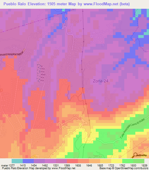 Pueblo Ralo,Guatemala Elevation Map