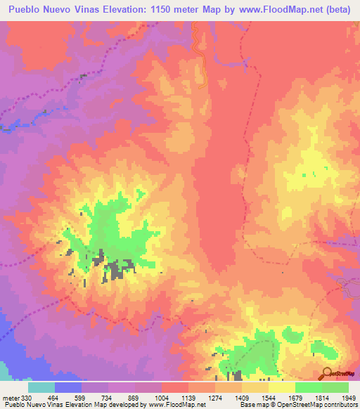 Pueblo Nuevo Vinas,Guatemala Elevation Map