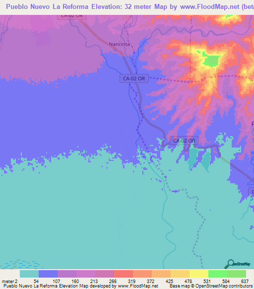 Pueblo Nuevo La Reforma,Guatemala Elevation Map