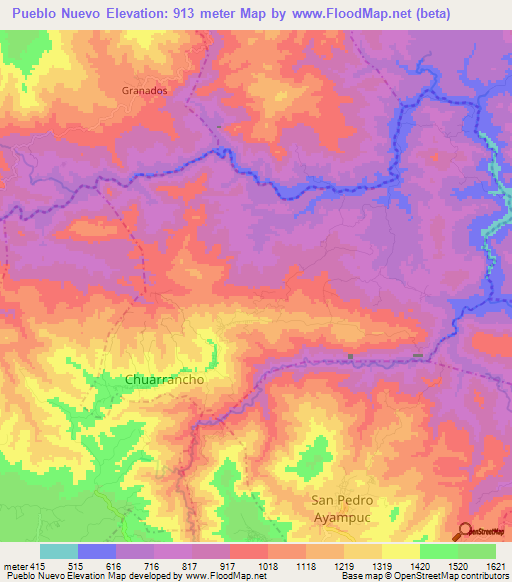 Pueblo Nuevo,Guatemala Elevation Map