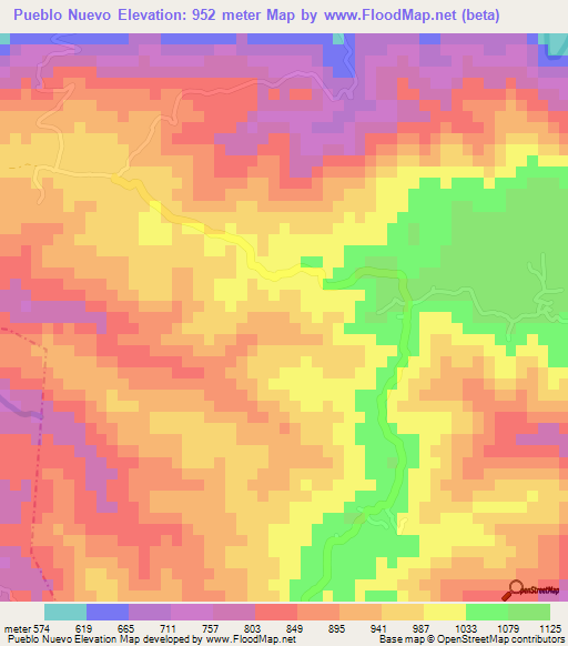 Pueblo Nuevo,Guatemala Elevation Map