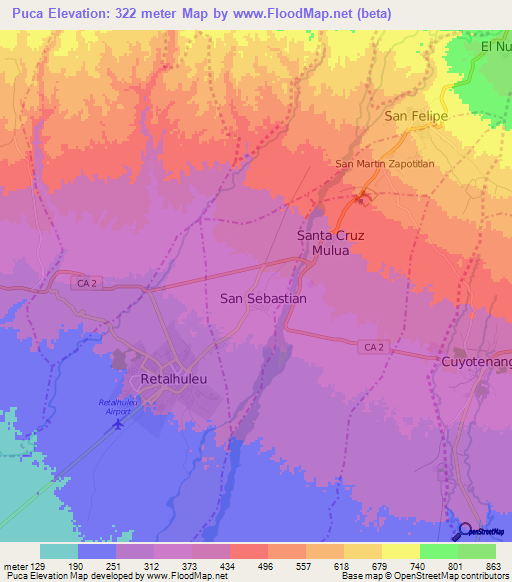 Puca,Guatemala Elevation Map