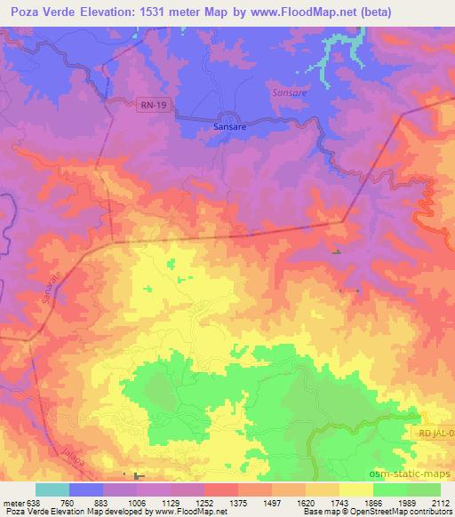 Poza Verde,Guatemala Elevation Map