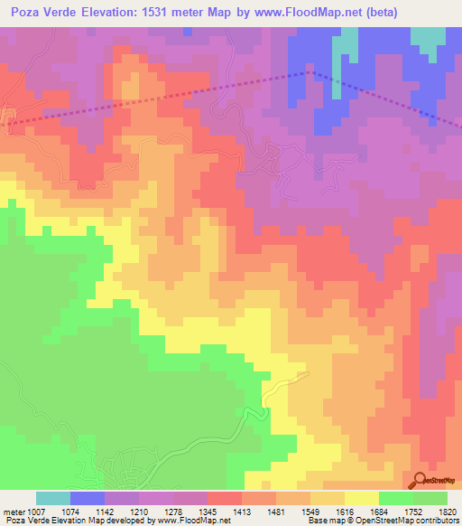 Poza Verde,Guatemala Elevation Map