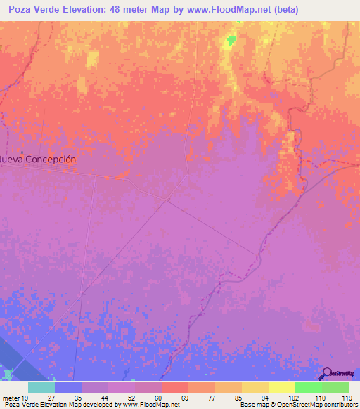 Poza Verde,Guatemala Elevation Map