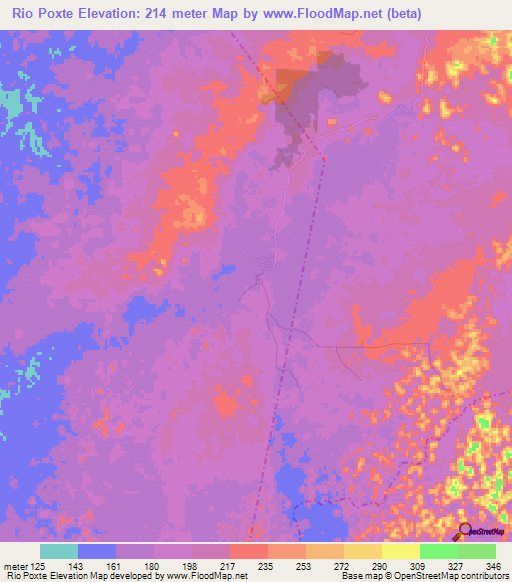 Rio Poxte,Guatemala Elevation Map