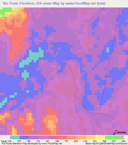 Rio Poxte,Guatemala Elevation Map