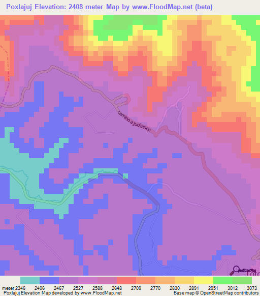 Poxlajuj,Guatemala Elevation Map