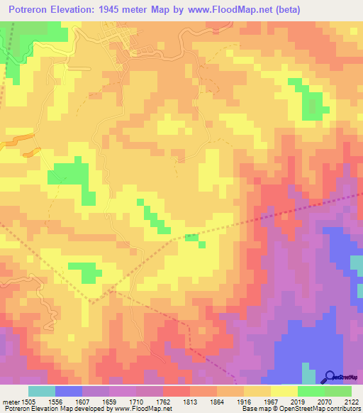 Potreron,Guatemala Elevation Map