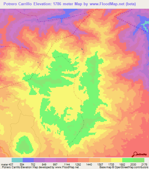 Potrero Carrillo,Guatemala Elevation Map