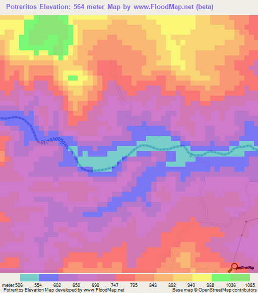 Potreritos,Guatemala Elevation Map