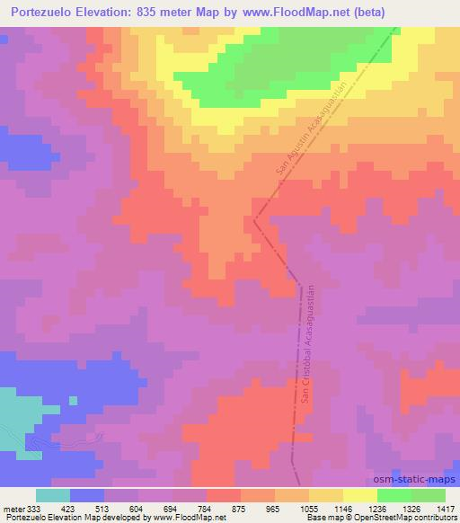 Portezuelo,Guatemala Elevation Map