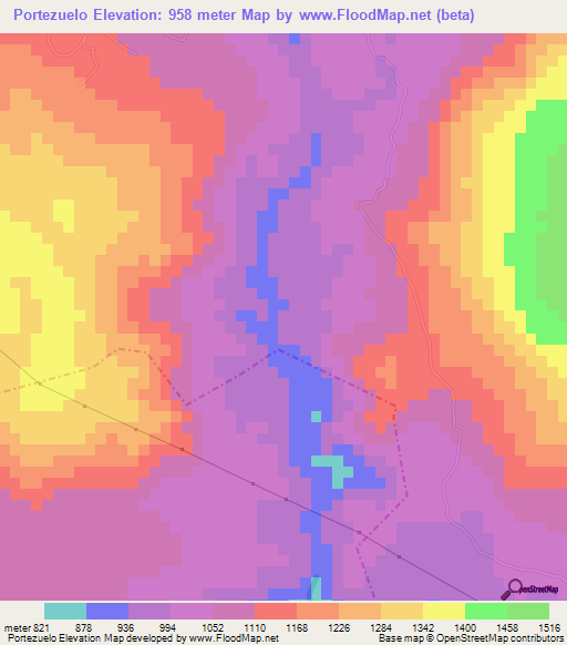 Portezuelo,Guatemala Elevation Map