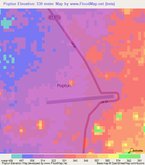 Poptun,Guatemala Elevation Map