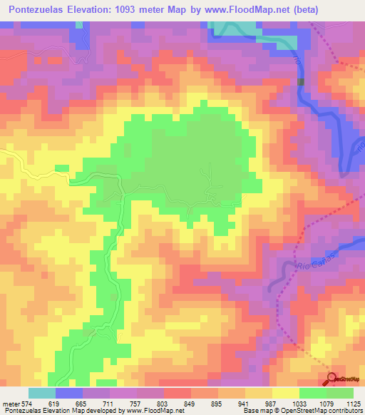 Pontezuelas,Guatemala Elevation Map