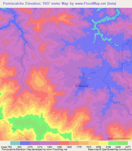 Pomiscalche,Guatemala Elevation Map