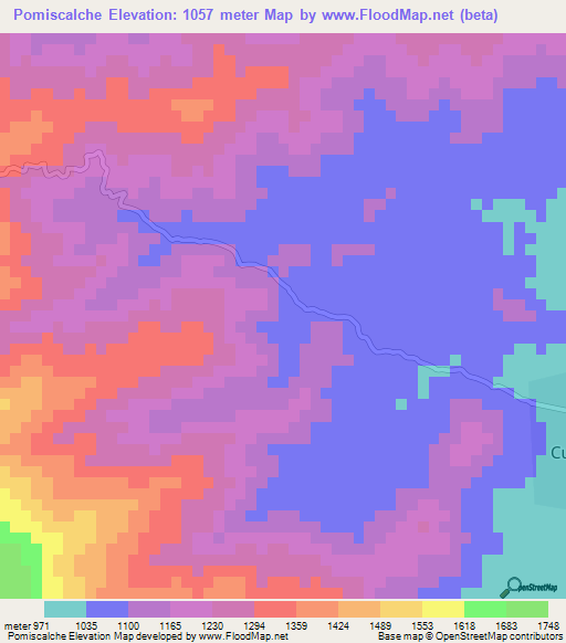 Pomiscalche,Guatemala Elevation Map