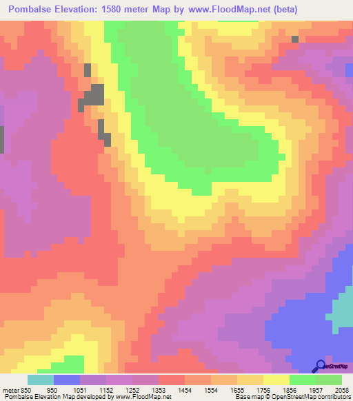 Pombalse,Guatemala Elevation Map