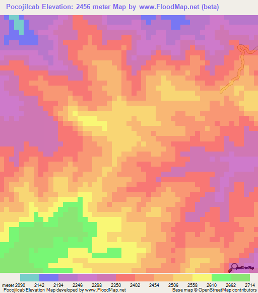 Pocojilcab,Guatemala Elevation Map