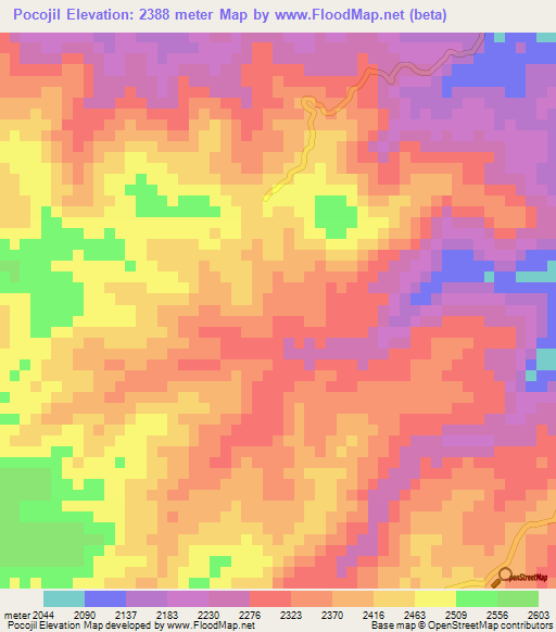 Pocojil,Guatemala Elevation Map