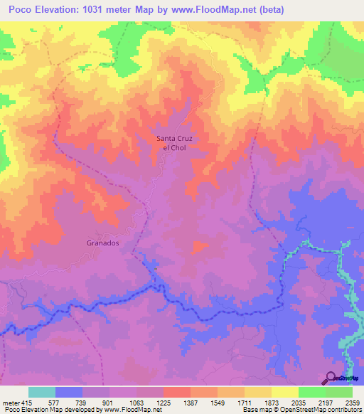 Poco,Guatemala Elevation Map