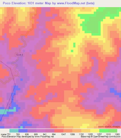 Poco,Guatemala Elevation Map