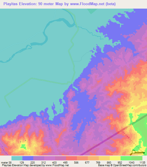 Playitas,Guatemala Elevation Map