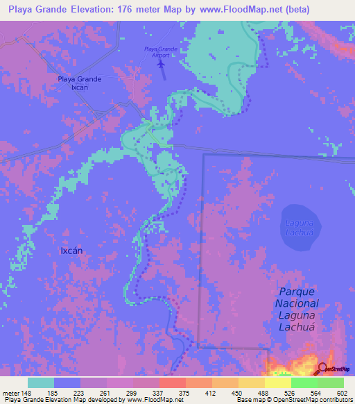 Playa Grande,Guatemala Elevation Map