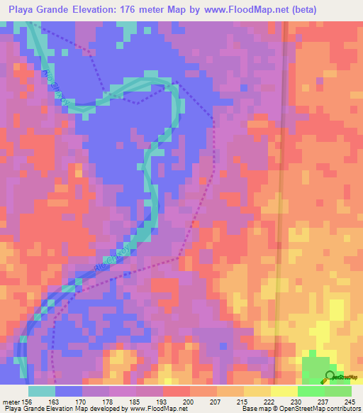 Playa Grande,Guatemala Elevation Map