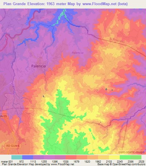 Plan Grande,Guatemala Elevation Map