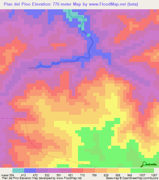 Plan del Pino,Guatemala Elevation Map