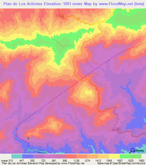 Plan de Los Achiotes,Guatemala Elevation Map