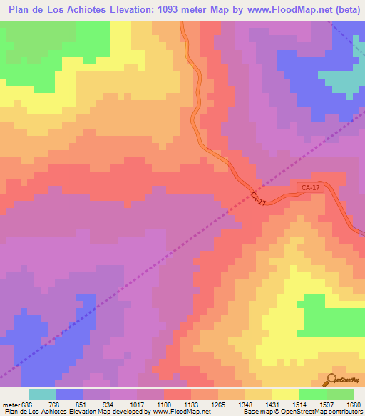 Plan de Los Achiotes,Guatemala Elevation Map