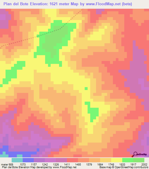 Plan del Bote,Guatemala Elevation Map