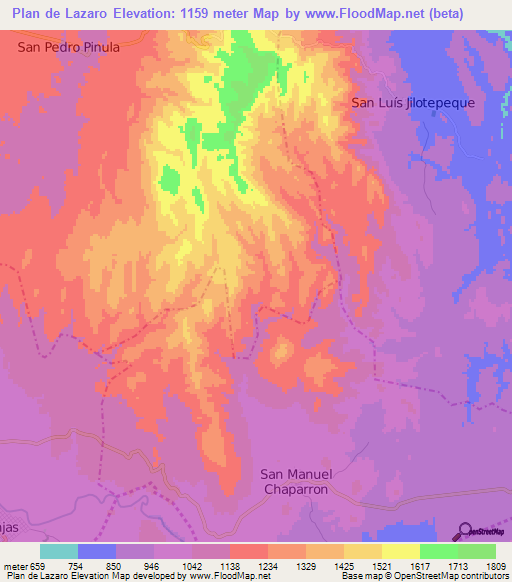 Plan de Lazaro,Guatemala Elevation Map