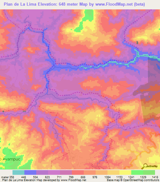 Plan de La Lima,Guatemala Elevation Map