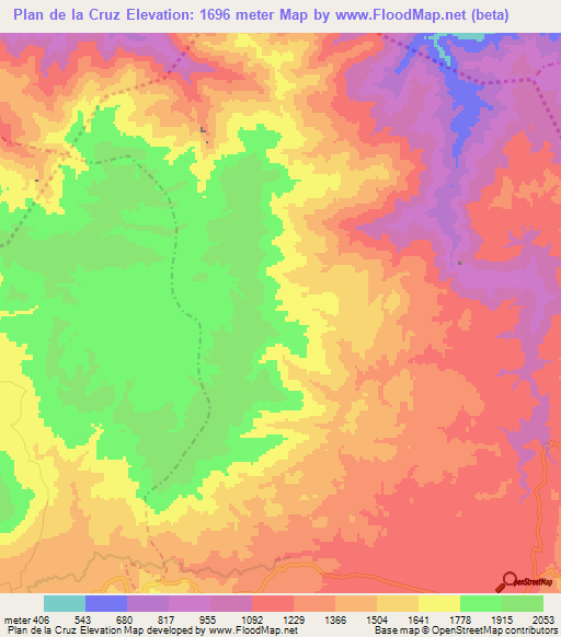 Plan de la Cruz,Guatemala Elevation Map