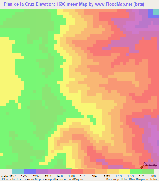 Plan de la Cruz,Guatemala Elevation Map