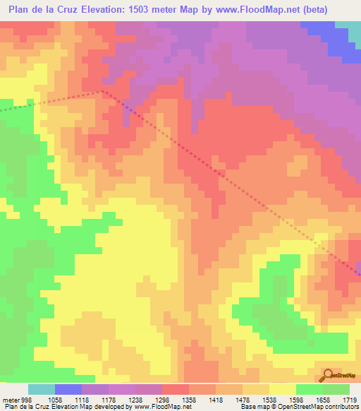 Plan de la Cruz,Guatemala Elevation Map