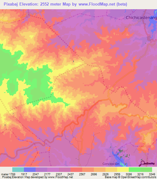 Pixabaj,Guatemala Elevation Map