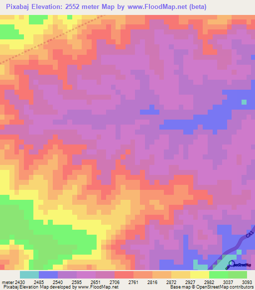 Pixabaj,Guatemala Elevation Map