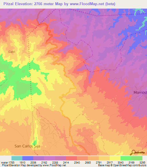 Pitzal,Guatemala Elevation Map